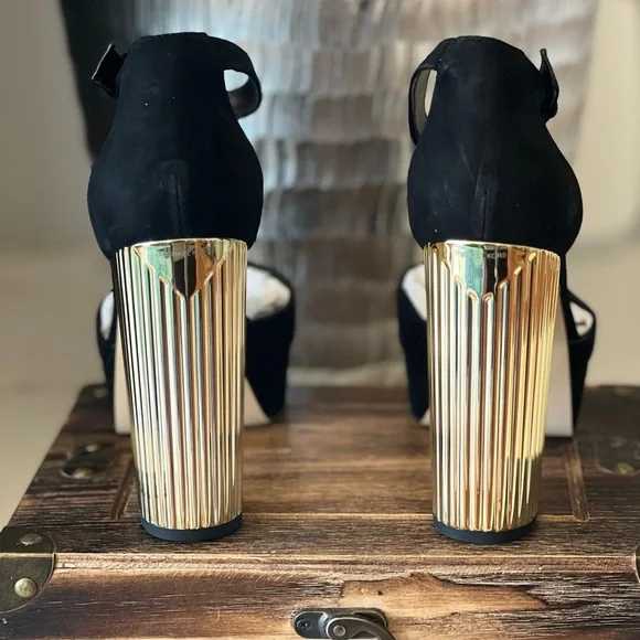 MICHAEL Michael Kors Porter Ankle Strap Block Heel Sandals in Black - Picture 7 of 12